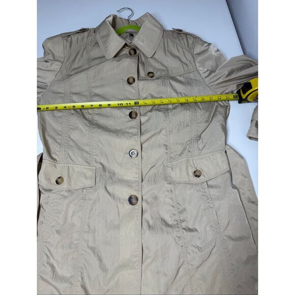 Barbara Lebek Women’s Lightweight Trench Coat Beige Belted Size 16 See Notes - Picture 10 of 16